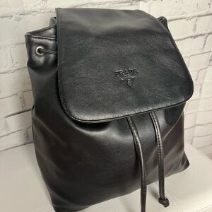 Prada Black Leather Women’s Backpack Purse
